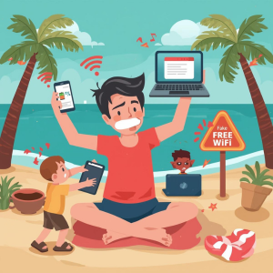 Frazzled parent traveling